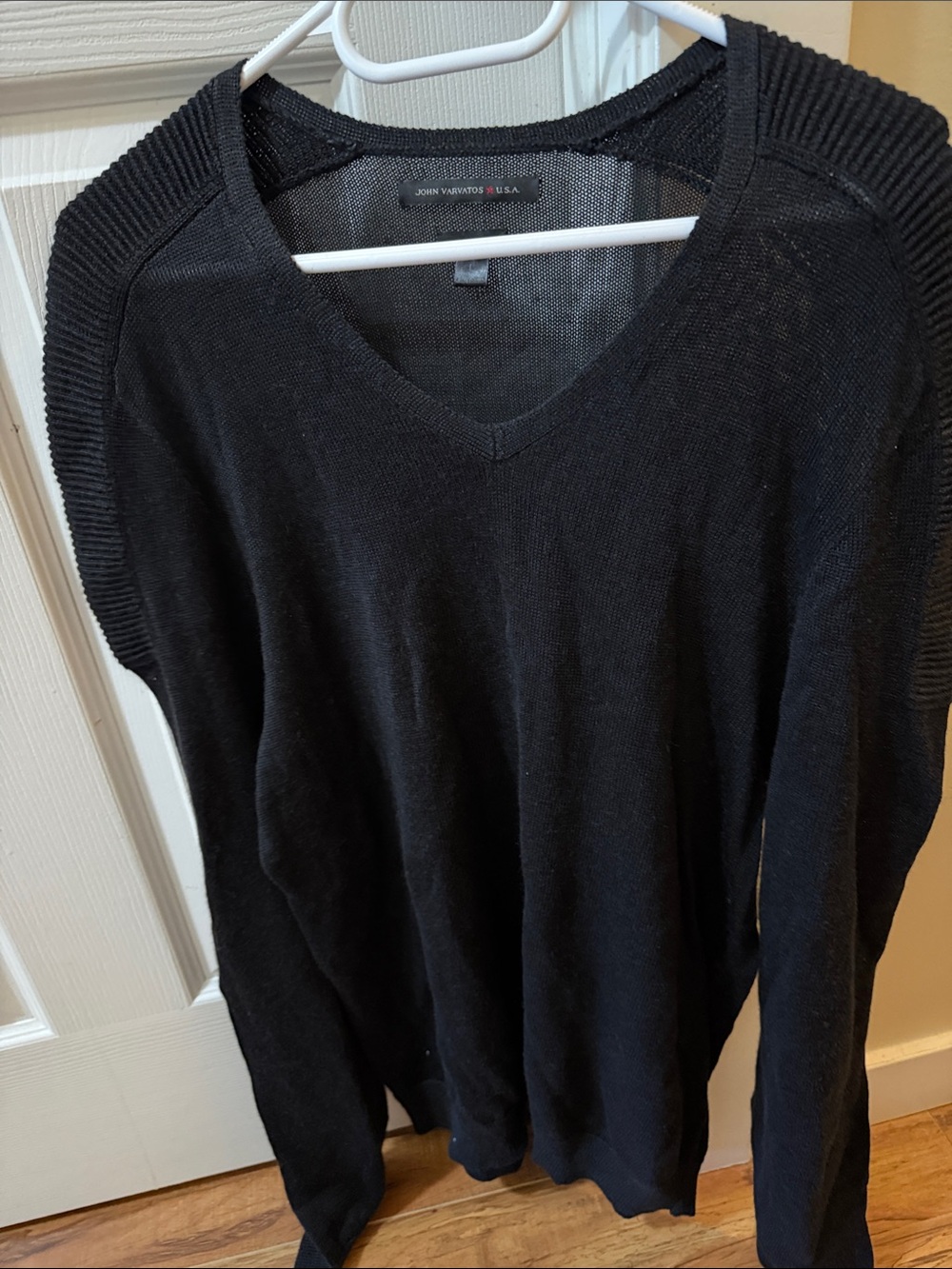John Varvatos Black V-Neck Knit Sweater
